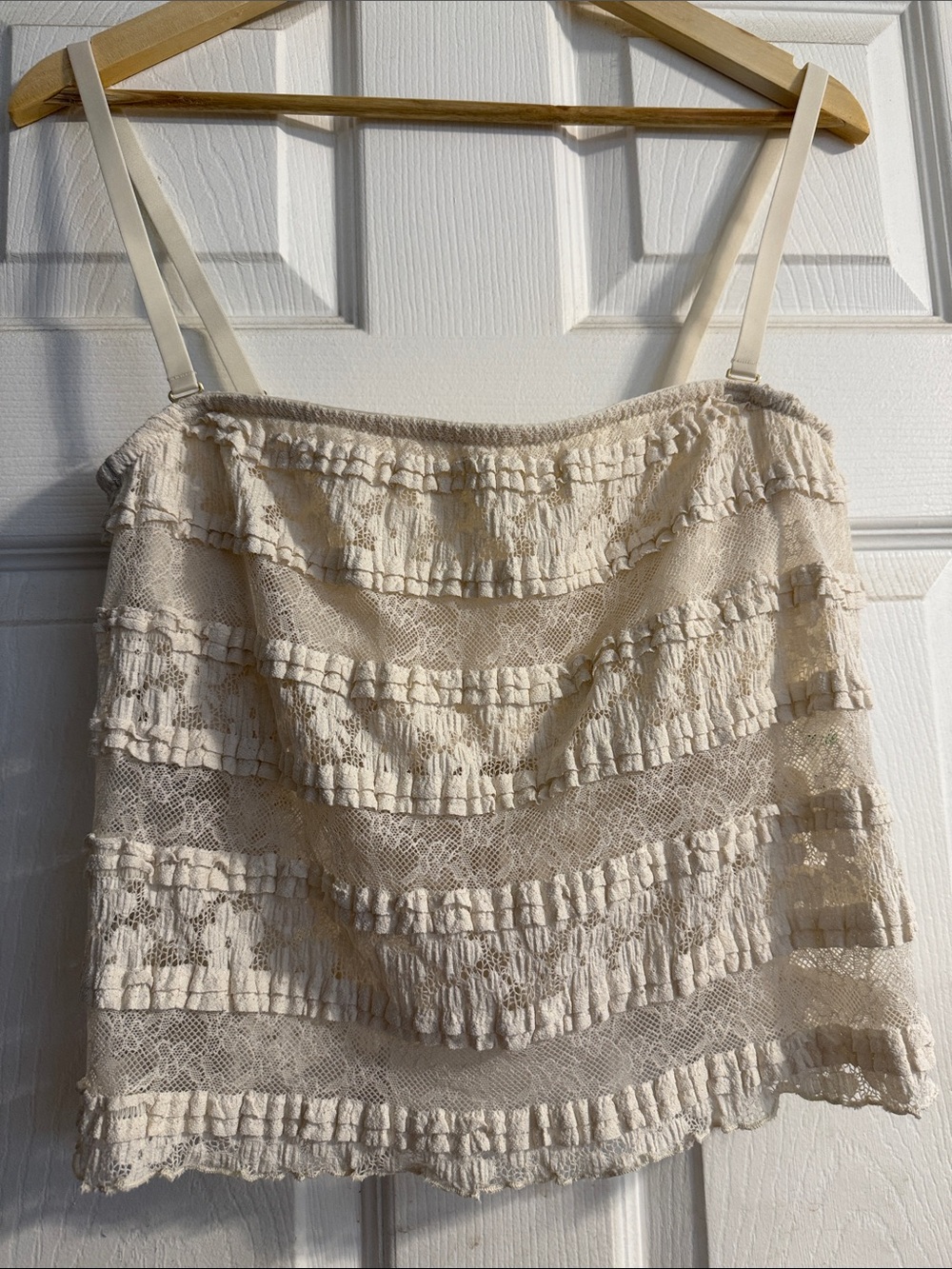 Women’s Cream Lace Ruffle Cami Top
